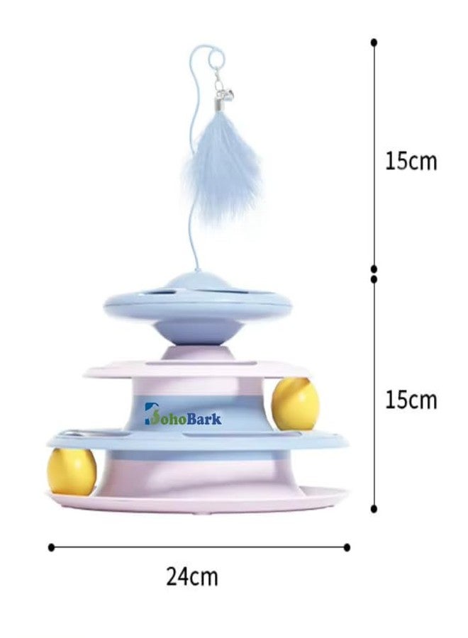 BohoBark Cat Roller Ball Toy Interactive Toy with Colourful Balls -Fun Exercise 3 Level Cat Toys with Feather and Bell - Image 2